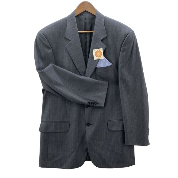 Ermenegildo Zegna Blazer Mens 41R Gray Striped Preppy American Corpcore Italy - Picture 2 of 15